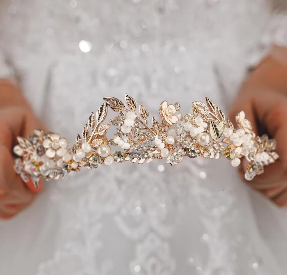 Bridal Tiara Floral Wedding Tiara Flower Bridal Crown Floral Wedding Crown Flowe