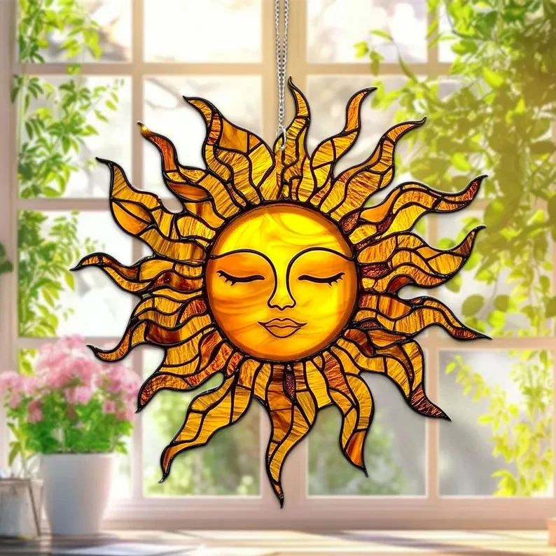 Sun Acrylic Window Hanging Decor Home, Sun Suncatcher Ornament, Sun Set Lover Gi